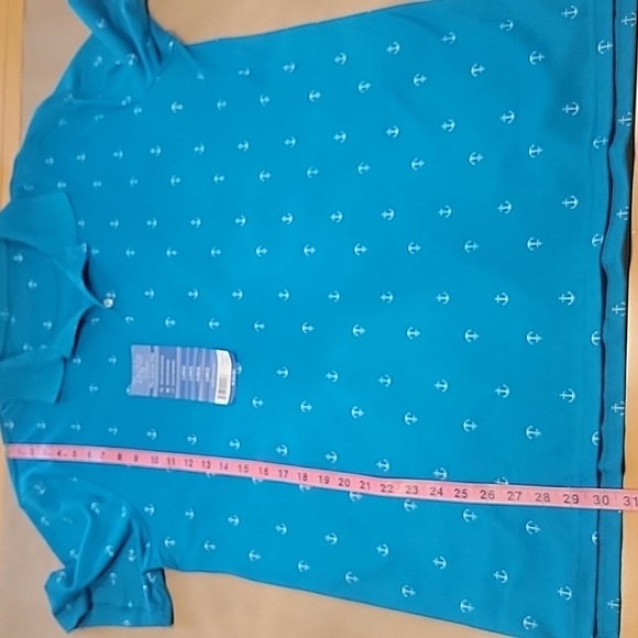 Tackle & Tides Size L Bright Blue with White Anchor Pattern Polo Style Shirt NEW - Picture 7 of 10